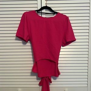 Pink tie up shirt
